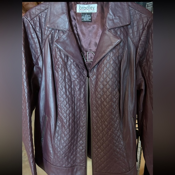 Genuine Leather Zip Front 100% Authentic Jacket in Eggplant Color (NEW) - Picture 1 of 9